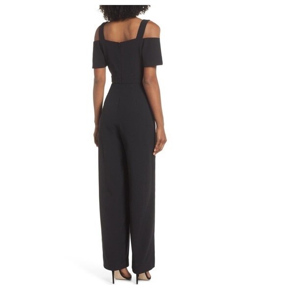 Eliza J Cold Shoulder V-Neck Jumpsuit in Black 2 NWOT - Picture 3 of 15